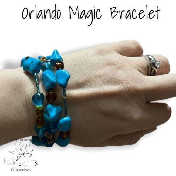 Orlando Magic Howlite Wire Wrap Bracelet ￼ - Picture 1 of 7